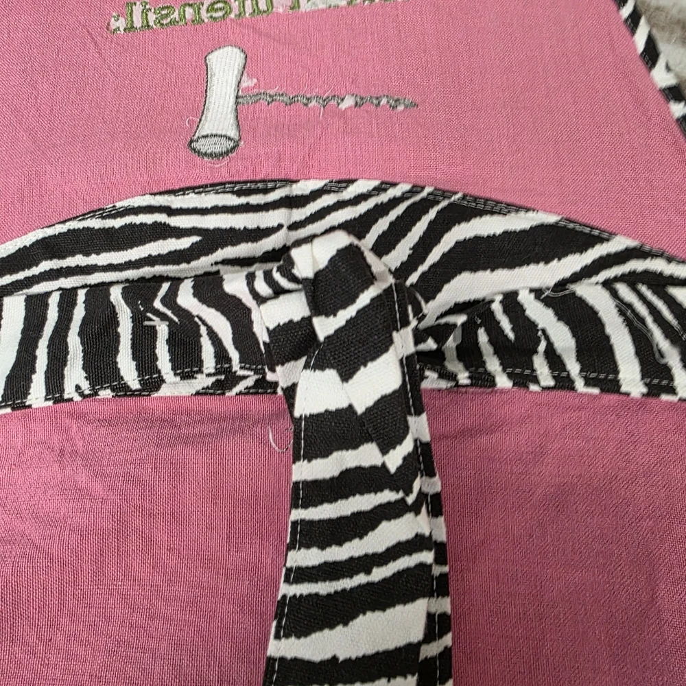 Wine Lover Pink Zebra Print Apron by Contempo